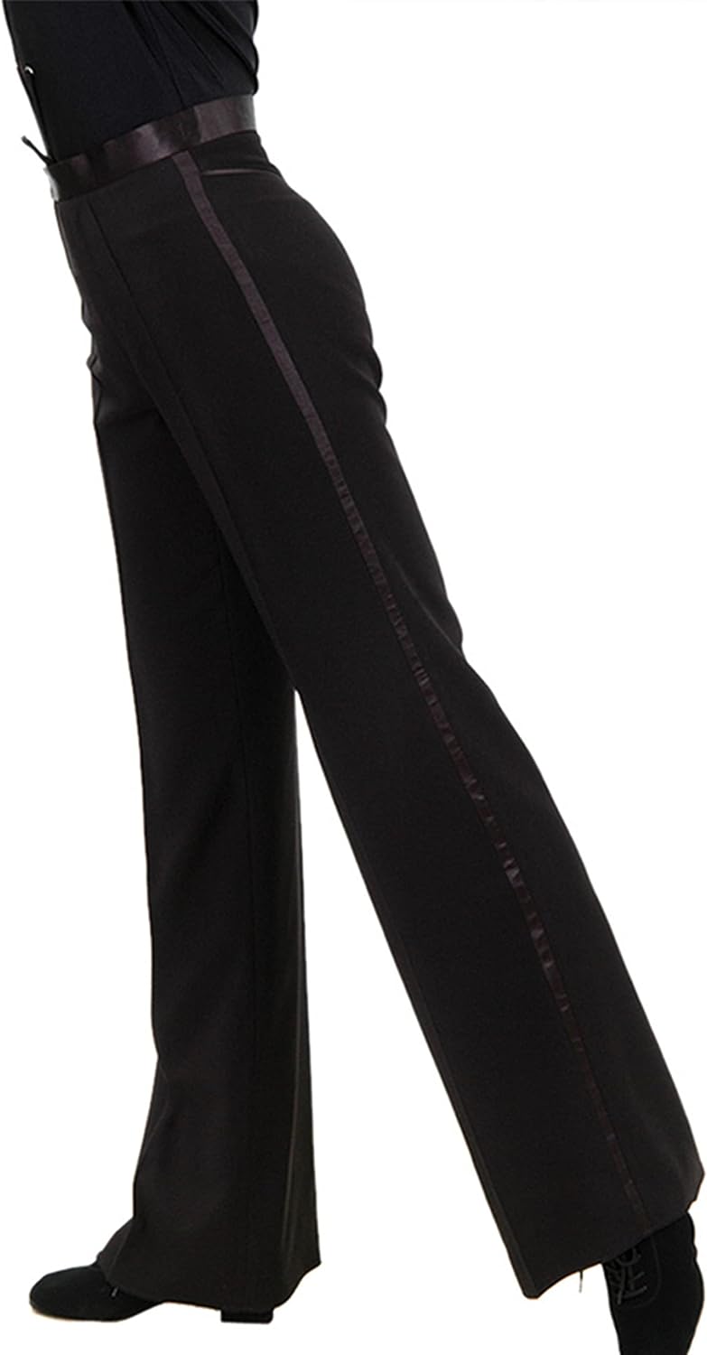 JS CHOW Men's Boys Dance Pants Latin Ballroom Tango Modern Salsa Practice Performance Dance Pants Long Trousers - Image 1